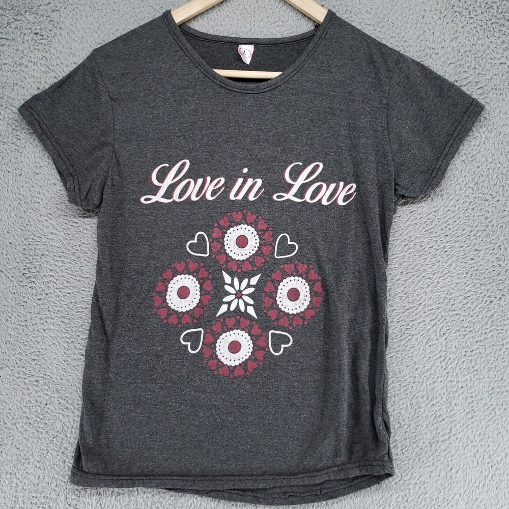 Love In‎ Love Girls L Knit Tee Shirt Gray Cap Sleeve Scoop Neck